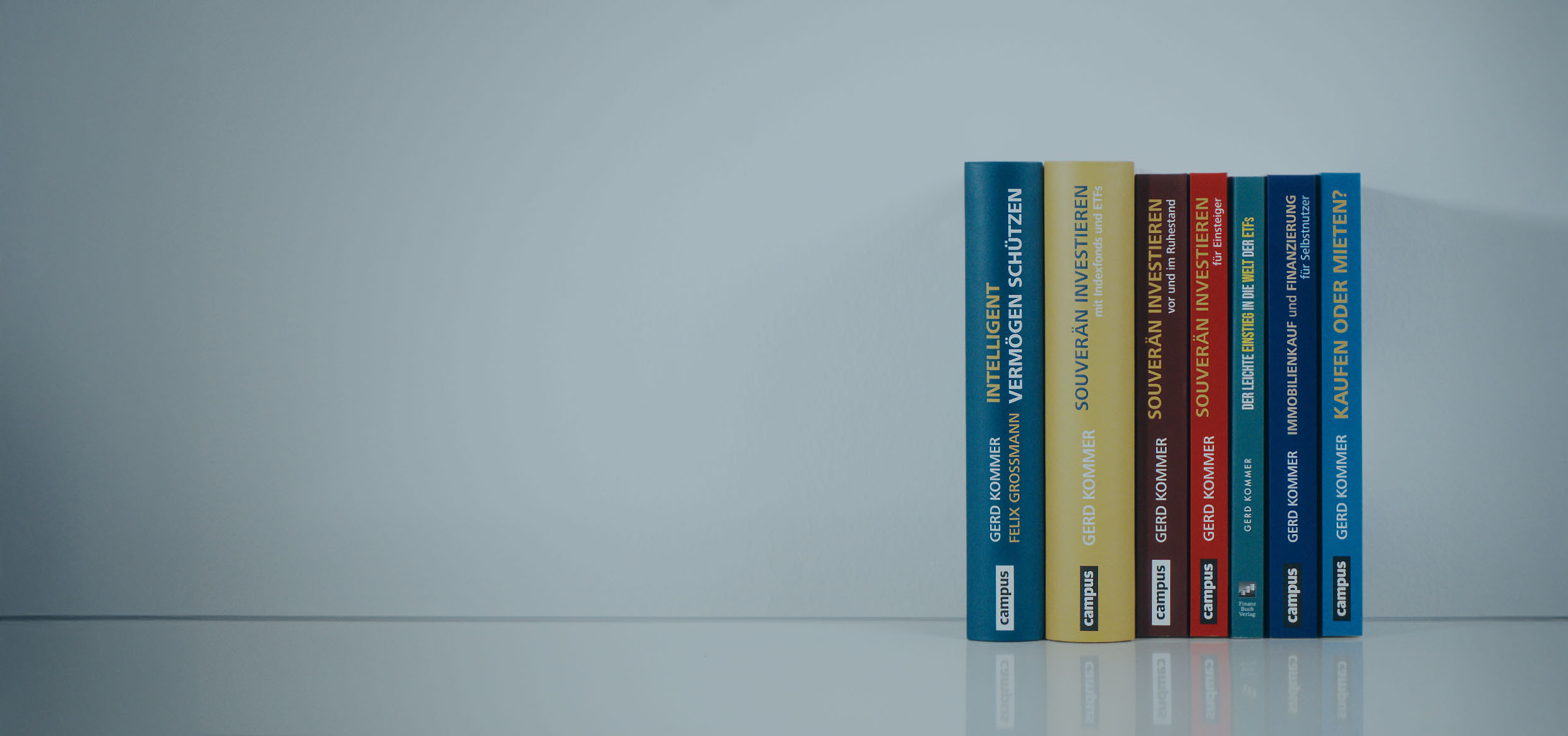 Buchrücken deutschsprachiger Sachbücher zum Investieren.